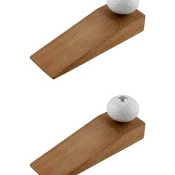 Indianshelf Brown & Grey 2 Pieces Wooden Crackle Door Stopper-14