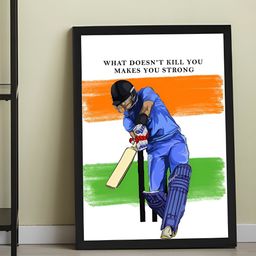 Art Street Black & White Frame Art Print Cricket Batsman Quotes Poster-13