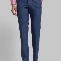 Raymond Men Checked Contemporary-Fit Formal Trousers-image-74