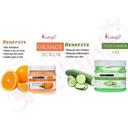 FEELHIGH Combo Of Orange Face Scrub & Cucumber Face Gel - 500ml Each image 2
