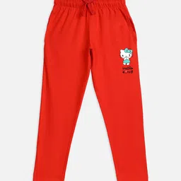 Kids Ville Hello Kitty Girls Red Printed Red Lounge Pants-image-34