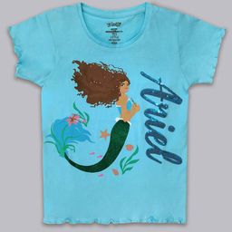 Kids Ville Girls The Little Mermaid Printed Cotton T-Shirt-30