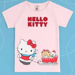 Kids Ville Girls Pink Hello Kitty Printed T-shirt-image-58