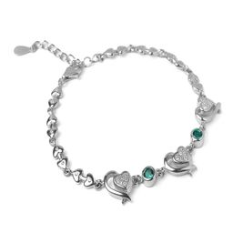 Paavni Girls Sterling Silver Cubic Zirconia Rhodium-Plated Charm Bracelet-picture-53