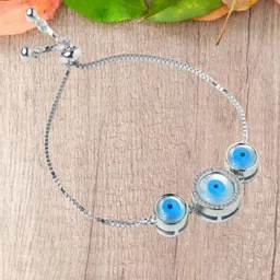Paavni Girls 925 Sterling Silver Rhodium-Plated Cubic Zirconia Charm Bracelet-image-98