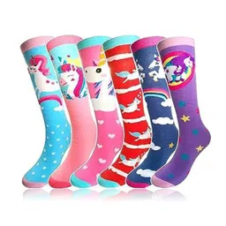 EL REGALO Girls Pack Of 6 Patterned Knee-Length Socks-image-32