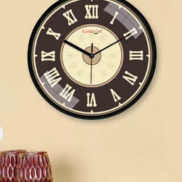 RANDOM Black & Beige Printed Round Shape Analogue Wall Clock image 2
