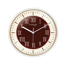 RANDOM White & Brown Printed Round Shape Analogue Wall Clock image 2
