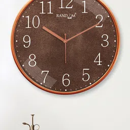 RANDOM Copper-Toned & White Printed Contemporary Analogue Wall Clock image 2