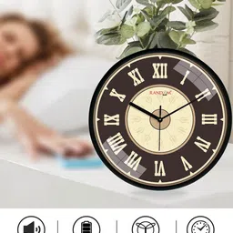 RANDOM Black & Beige Printed Round Shape Analogue Wall Clock image 4