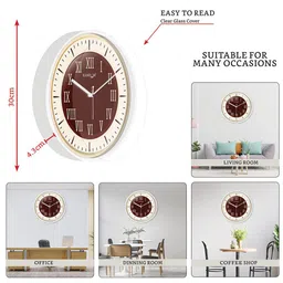 RANDOM White & Brown Printed Round Shape Analogue Wall Clock image 4