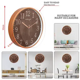 RANDOM Copper-Toned & White Printed Contemporary Analogue Wall Clock image 5