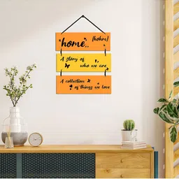 Home Delight Yellow & Black Printed Wooden Wall Hanging-image-66