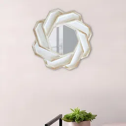 Art Street White Moon Shape Textured Decorative Mirror-picture-11