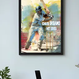 Art Street Black & White Framed Art Print Cricket Batsman Quotes Poster-22