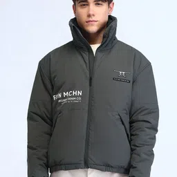 Flying Machine Men Mock Collar Typography Printed Casual Padded Jacket-image-45