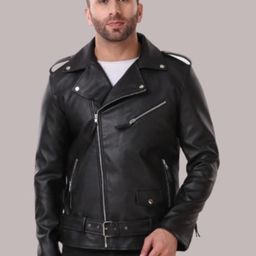 Leather Retail Men Black Crop Outdoor Biker Jacket-image-12