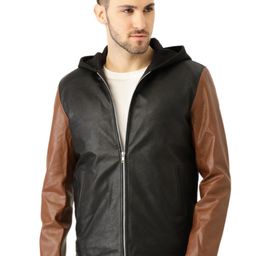 Leather Retail Men Colourblocked Outdoor Biker Jacket-picture-24