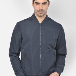 Richlook Men Navy Blue Regular Fit Bomber Jacket-image-1