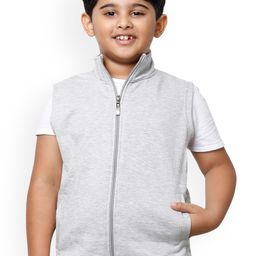 IndiWeaves Boys Mock Collar Lightweight Fleece Open Front Jacket-picture-6