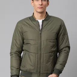 HARSAM Men Olive Green Lightweight Bomber Jacket-image-70