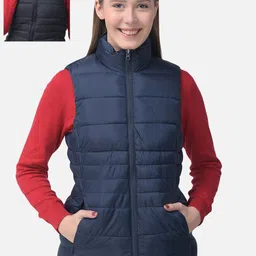 Woodland Women Blue Washed Sleeveless Bomber Jacket-57