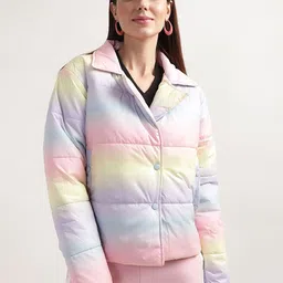 ELLE Women Pink Blue Puffer Jacket-picture-44