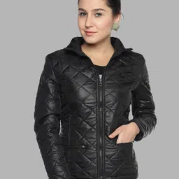 Campus Sutra Women Black Windcheater Outdoor Quilted Jacket-picture-48