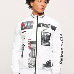 Pepe Jeans Graphic Printed Stand Collar Long Sleeves Bomber Jacket-image-78