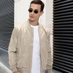 U S Polo Assn Men Beige Solid Bomber Jacket-image-19