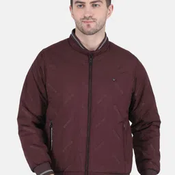 Monte Carlo Men Burgundy Self design Bomber Jacket-picture-19