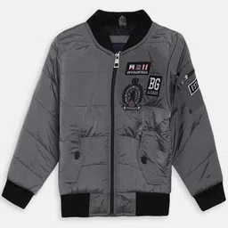 Blue Giraffe Boys Grey Solid Puffer Jacket-picture-41