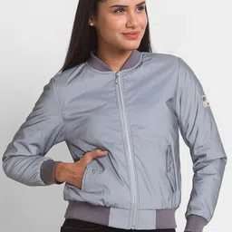 SPYKAR Women Silver-Toned Casual Bomber Jacket-image-68