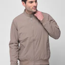 Woodland Men Taupe Bomber Jacket-image-41