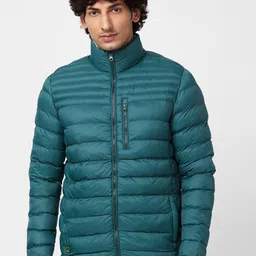 SPYKAR Striped Mock Collar Puffer Jacket With Zip Detail-picture-11