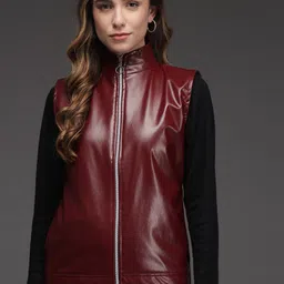 BAESD Mock Collar Sleeveless Biker Jacket-picture-13
