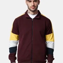 The Souled Store Men Colourblocked Spread Collar Cotton Bomber Jacket-image-4