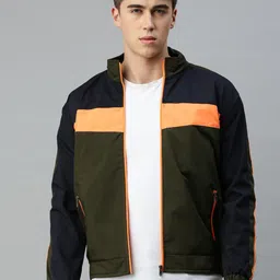VOXATI Colourblocked Mock Collar Bomber Jacket-25