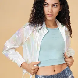 Ajile by Pantaloons Holographic Crop Bomber Jacket-image-77
