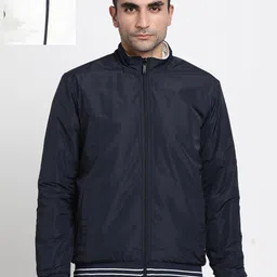 Turtle Men Reversible Bomber Jacket With Zip Detail-image-1