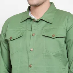VOXATI Men Green Denim Jacket image 5