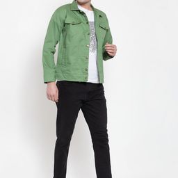 VOXATI Men Green Denim Jacket image 2