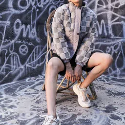 Campus Sutra Checked Mock Collar Windcheater Open Front Jacket image 4