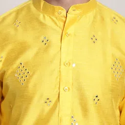 SOJANYA Geometric Embroidered Mirror Work Mandarin Collar Regular Kurta With Pyjama image 2