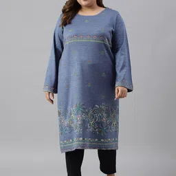 W Plus Size Women Floral Printed Flared Sleeves Kurta-picture-16