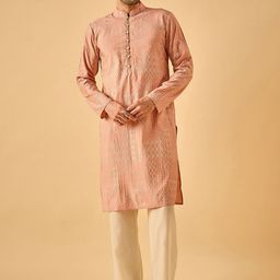 House of Pataudi Geometric Printed Mandarin Collar Straight Kurta-image-76