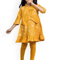 BAESD Girls Mandarin Collar Floral Printed Regular Kurti-picture-18