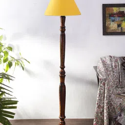 Devansh Yellow Cotton & Wooden Floor Lamp-image-82