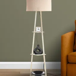 SANDED EDGE Cream & Beige Textured 3-Tier Floor Lamp-43