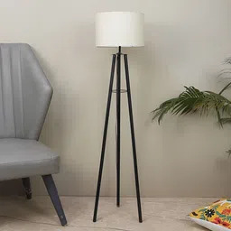 TU CASA Off White & Black Cylindrical Shaped Floor Lamp-image-70